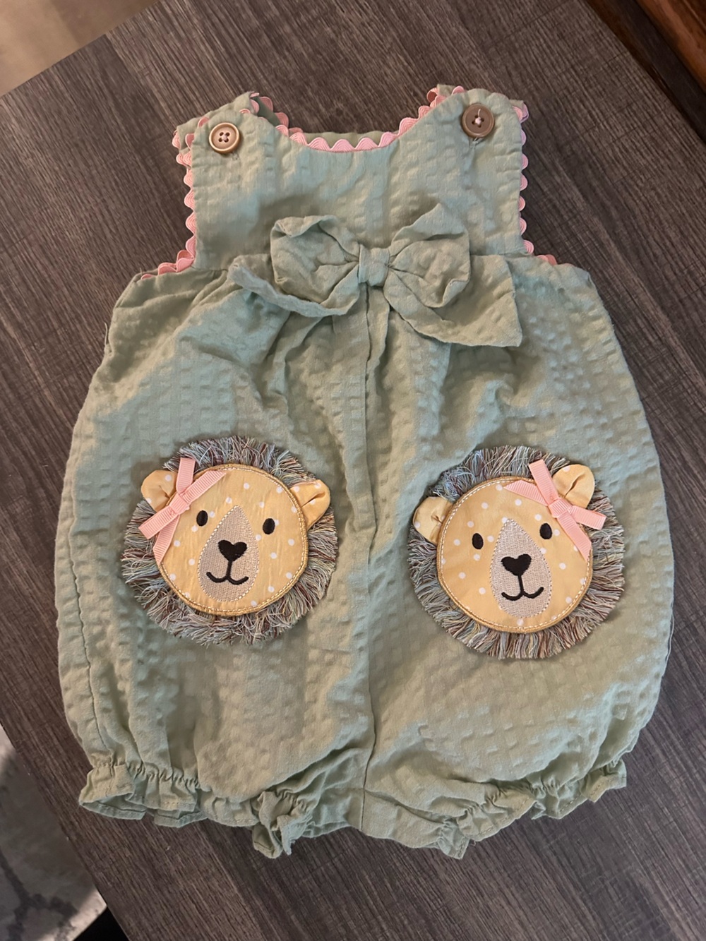 Baby Girl Lioness Smocked Bubble
